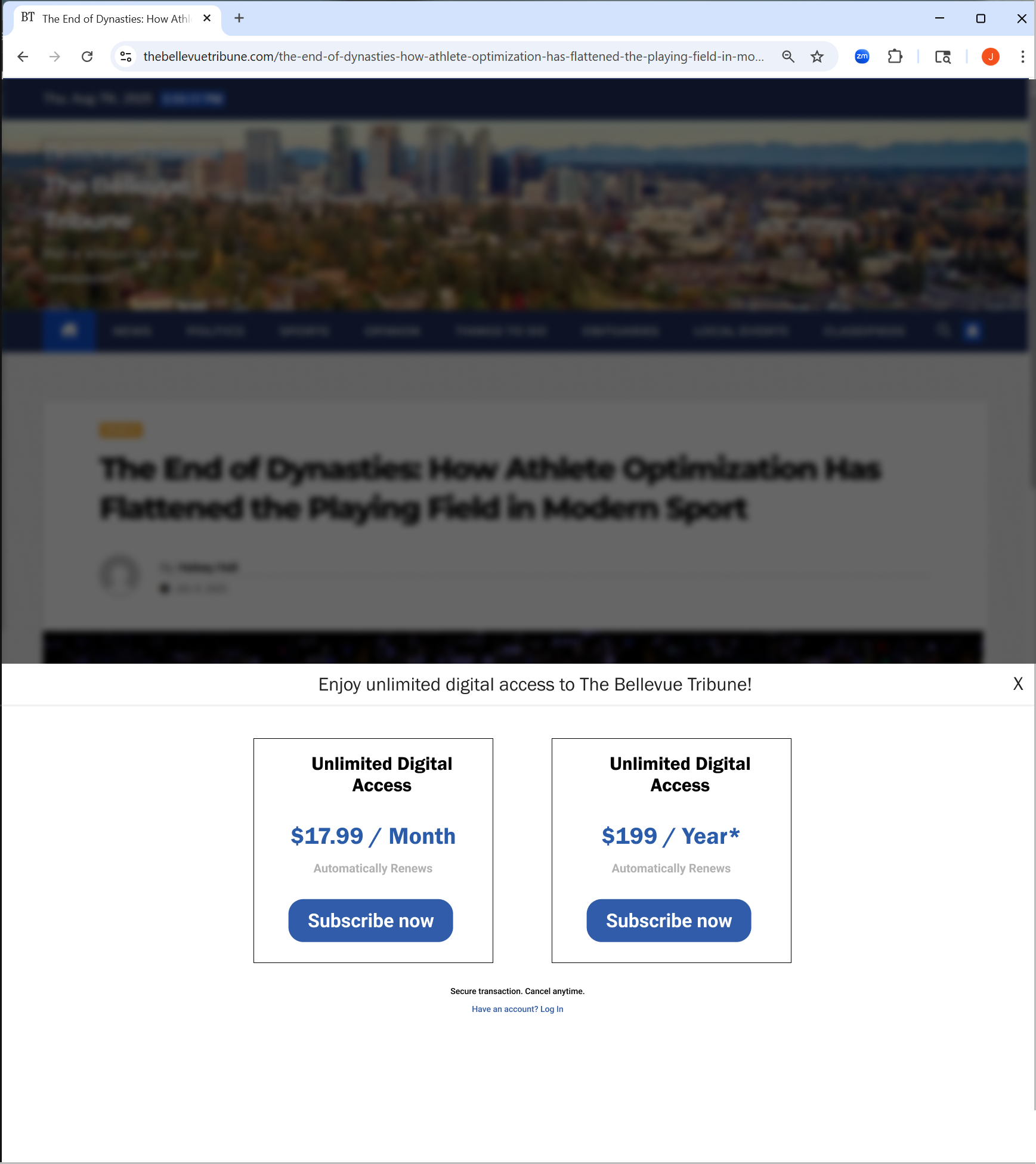 Paywall before Subly